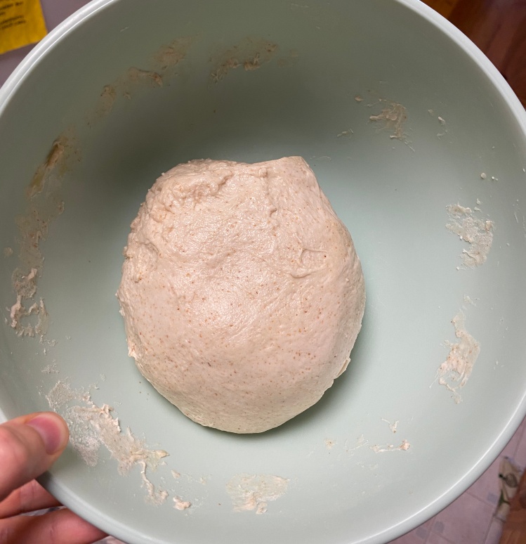 bowl with dense dough ball inside