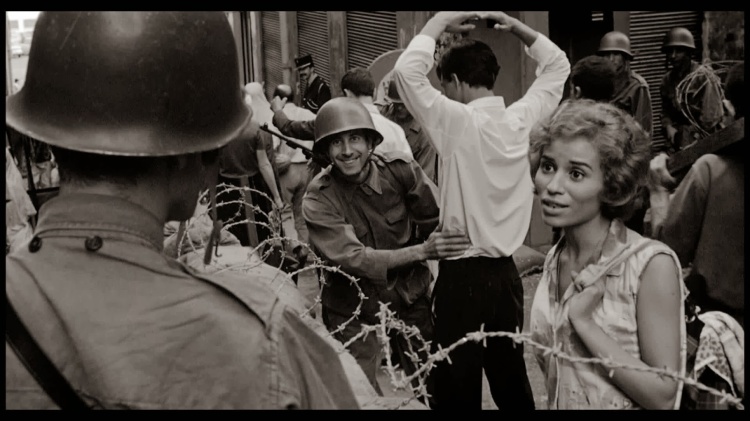 still frame from the movie The Battle of Algiers